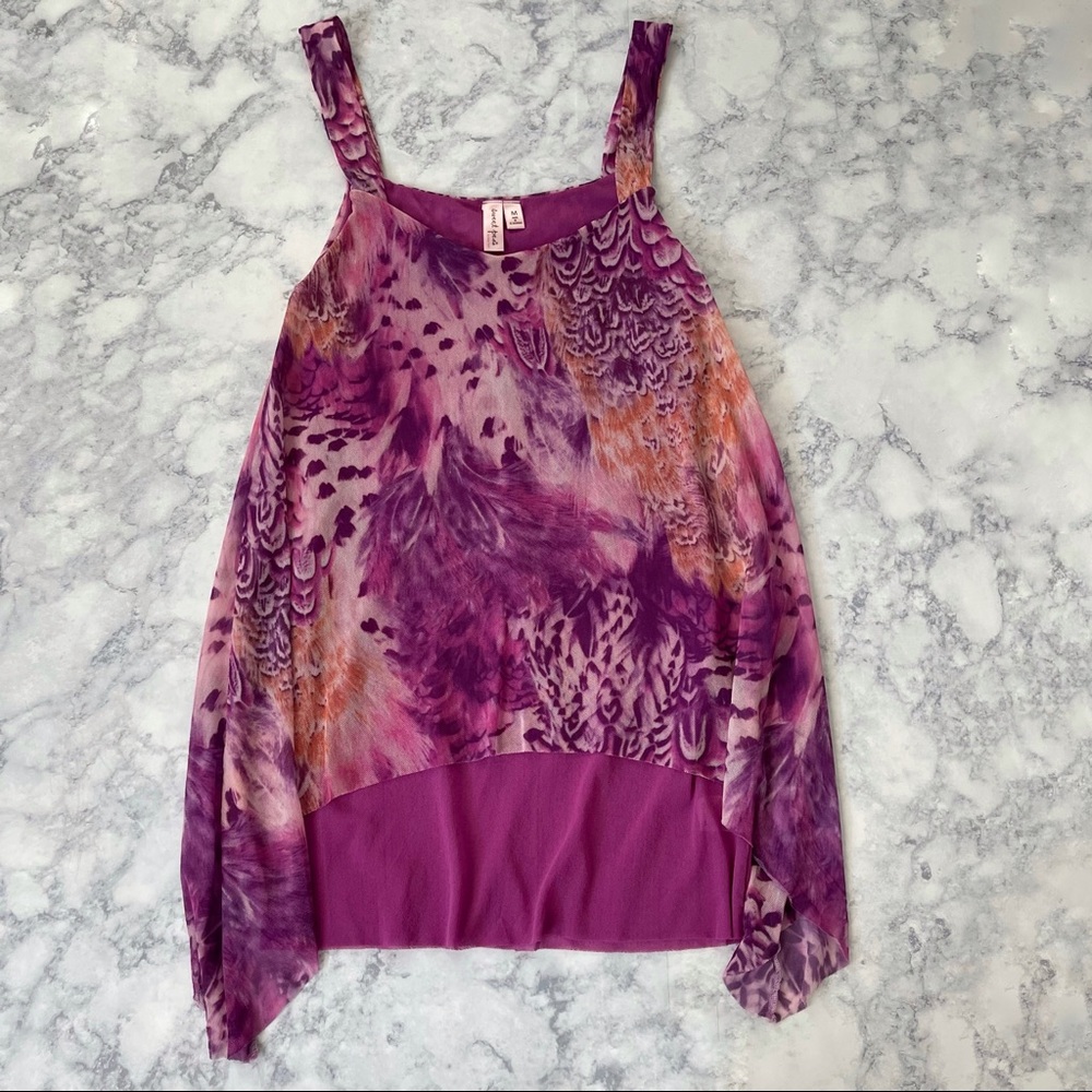 Vintage Y2K Mesh SWEET PEA Stacy Frati ANTHROPOLOGIE Pink Purple Tank Top Shirt